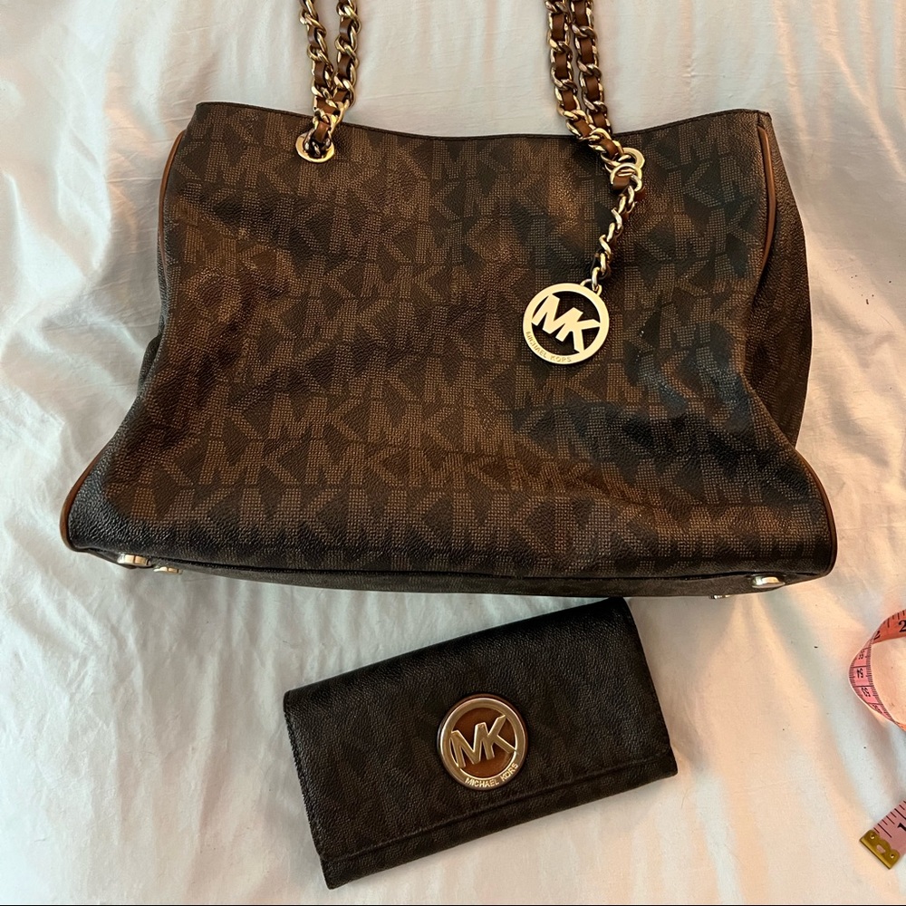 Brown MK Michael Kors Purse and wallet set